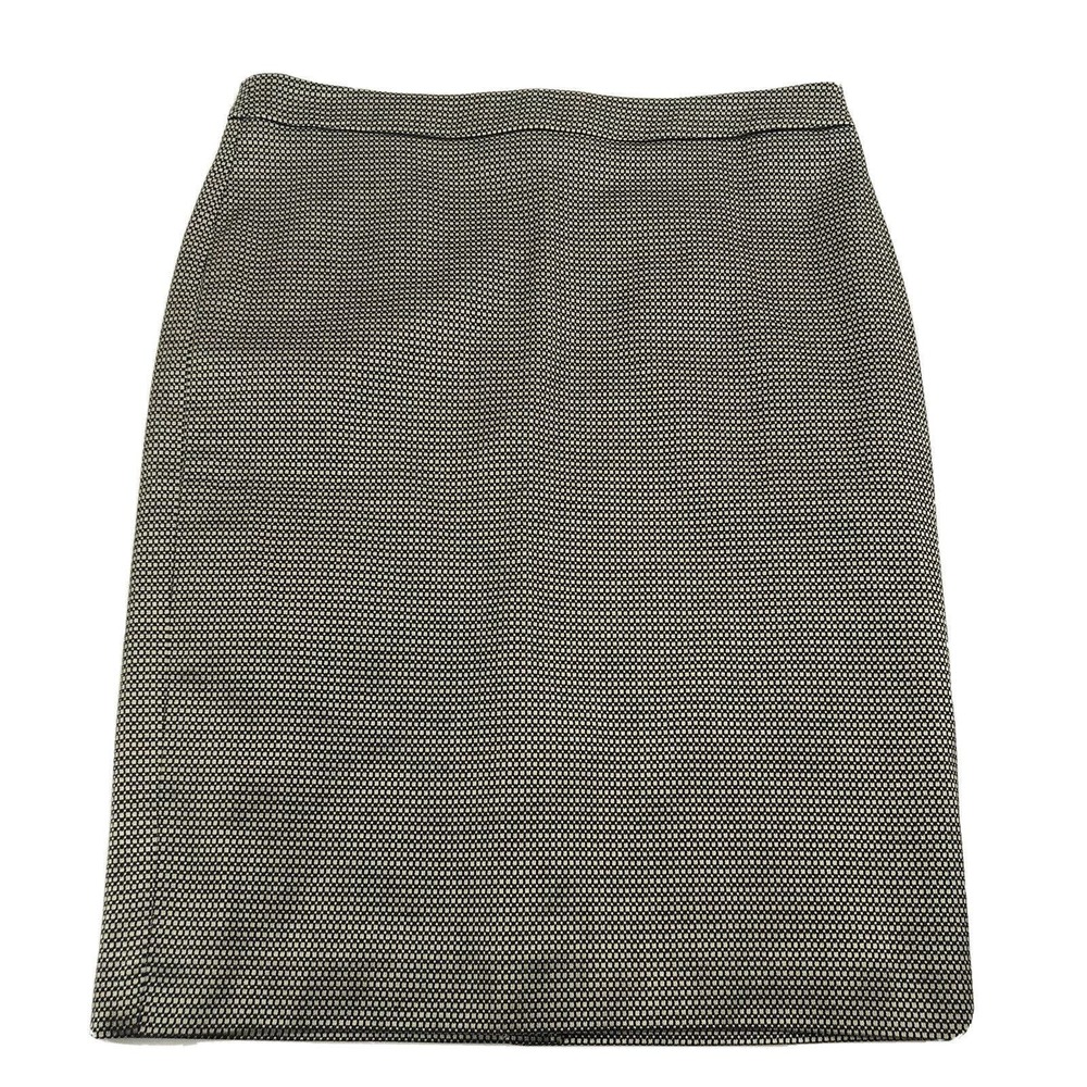 Ann Taylor Pencil Skirt Womens Size 12 Gold Black Knee Length Cotton Zip